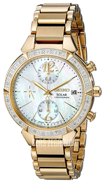 Seiko Chronograph Biały/Stal w odcieniu złota Ø36 mm SSC864