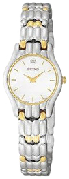 Seiko Dress Ladies Biały/Stal w odcieniu złota Ø21 mm SUJ053