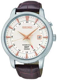 Seiko Kinetic Srebrny/Skóra Ø43.6 mm SUN035P1