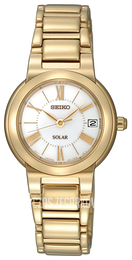 Seiko Solar Biały/Stal w odcieniu złota Ø27 mm SUT036P1