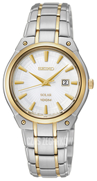 Seiko Solar Biały/Stal w odcieniu złota Ø30 mm SUT128P1