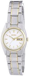 Seiko Dress Ladies Biały/Stal w odcieniu złota Ø25 mm SXA118P1