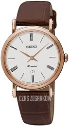 Seiko Premier Biały/Skóra Ø30.5 mm SXB436P1