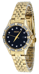 Seiko Dress Ladies Czarny/Stal w odcieniu złota Ø30 mm SXDF20