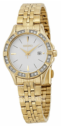 Seiko Dress Ladies Biały/Stal w odcieniu złota Ø30 mm SXDF22