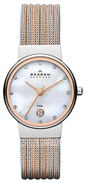 Skagen Ancher Biały/Stal w kolorze różowego złota Ø26 mm 355SSRS