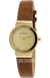 Skagen Freja Żółte złoto/Skóra Ø22 mm SKW2175