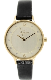 Skagen Anita Żółte złoto/Skóra Ø30 mm SKW2266