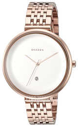 Skagen Gitte Biały/Stal w kolorze różowego złota Ø38 mm SKW2421