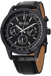 So & Co New York Monticello Czarny/Skóra Ø44 mm 5006AL.4