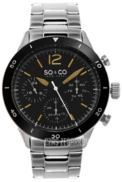 So & Co New York Yacht Timer Czarny/Stal Ø42 mm 5032.1