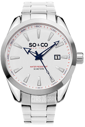 So & Co New York Madison Biały/Stal Ø42 mm 5039B.3