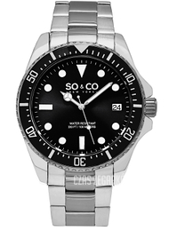 So & Co New York Yacht Timer Czarny/Stal Ø44 mm 5294.1