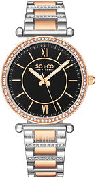 So & Co New York Madison Czarny/Stal w kolorze różowego złota Ø36 mm 5515.2