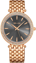So & Co New York Madison Szary/Stal w kolorze różowego złota Ø38 mm 5518.2