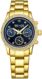 So & Co New York Madison Niebieski/Stal w odcieniu złota Ø38 mm 5567.3