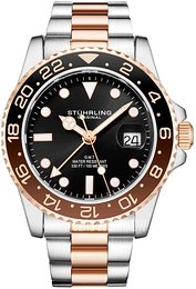 Stührling Original Aquadiver Czarny/Stal w kolorze różowego złota Ø42 mm 3965.4