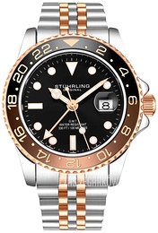 Stührling Original Aquadiver Czarny/Stal w kolorze różowego złota Ø42 mm 3968.4