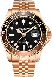 Stührling Original Aquadiver Czarny/Stal w kolorze różowego złota Ø42 mm 3968.5