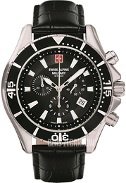 Swiss Alpine Military Alpine by Grovana Czarny/Skóra Ø46 mm 7040.9537