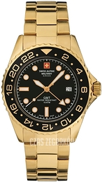 Swiss Alpine Military Alpine by Grovana Czarny/Stal w odcieniu złota Ø43 mm 7052.1117