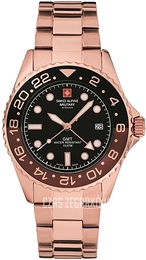 Swiss Alpine Military Alpine by Grovana Czarny/Stal w kolorze różowego złota Ø43 mm 7052.1164