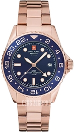 Swiss Alpine Military Master Diver GMT Niebieski/Stal w kolorze różowego złota Ø42 mm 7052.1165