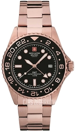 Swiss Alpine Military Master Diver GMT Czarny/Stal w kolorze różowego złota Ø42 mm 7052.1167