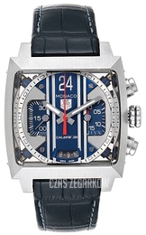 TAG Heuer Monaco 24 Calibre 36 Niebieski/Skóra 40.5x40.5 mm CAL5111.FC6299