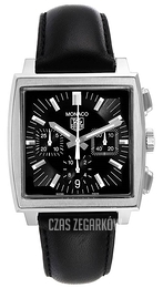TAG Heuer Monaco Czarny/Skóra 38x38 mm CW2111.FC6171