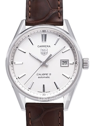 TAG Heuer Carrera Srebrny/Skóra Ø39 mm WAR211B.FC6181