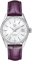 TAG Heuer Carrera Lady Biały/Skóra Ø36 mm WBK1316.FC8261
