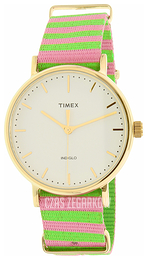 Timex Weekender Biały/Stal w odcieniu złota Ø37 mm TW2P91800