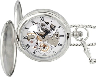 Tissot T-Pocket Bridgeport Mechanical Skeleton Srebrny Ø47.5 mm T859.405.19.273.00