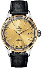 Tudor Style Żółte złoto/Skóra Ø28 mm 12103-0010