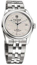 Tudor Glamour Date Srebrny/Stal Ø36 mm 55000-68050-SLDIDSTL