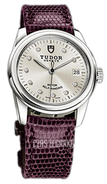 Tudor Glamour Date Srebrny/Skóra Ø36 mm 55000-SDIDPRLZS