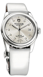 Tudor Glamour Date Srebrny/Skóra Ø36 mm 55000-SDIDWPLS