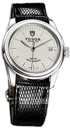 Tudor Glamour Date Srebrny/Skóra Ø36 mm 55000-SIDBLZSP