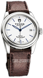 Tudor Glamour Date Biały/Skóra Ø36 mm 55000-WIDBRJLSP