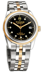 Tudor Glamour Date Czarny/18 karatowe żółte złoto Ø36 mm 55003-68053-BDIDSTL