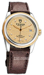 Tudor Glamour Date Szampański/Skóra Ø36 mm 55003-CHDIDBRJLSP