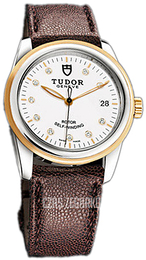 Tudor Glamour Date Biały/Skóra Ø36 mm 55003-WDIDBRJLS