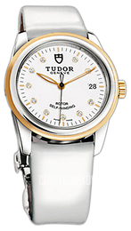 Tudor Glamour Date Biały/Skóra Ø36 mm 55003-WDIDWPLS