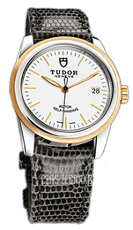 Tudor Glamour Date Biały/Skóra Ø36 mm 55003-WIDGLZS
