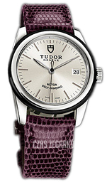 Tudor Glamour Date Srebrny/Skóra Ø36 mm 55010N-SIDPRLZS