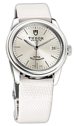 Tudor Glamour Date Srebrny/Skóra Ø36 mm 55010W-SIDWLZS
