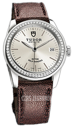 Tudor Glamour Date Srebrny/Skóra Ø36 mm 55020-SIDBRJLS