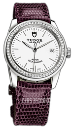 Tudor Glamour Date Biały/Skóra Ø36 mm 55020-WIDPRLZS