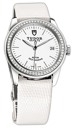 Tudor Glamour Date Biały/Skóra Ø36 mm 55020-WIDWLZS